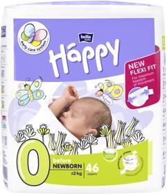 BELLA HAPPY Before Newborn 0 (do 2 kg) 46 ks – jednorazové plienky,  V001491