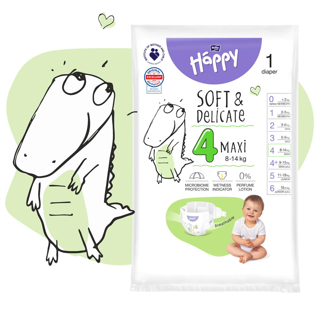 BELLA HAPPY Baby Plienky jednorazové Maxi 8-14 kg Big Pack 62 ks