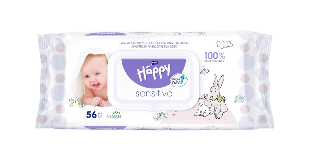 BELLA HAPPY BABY Obrúsky vlhčené Sensitive 56 ks