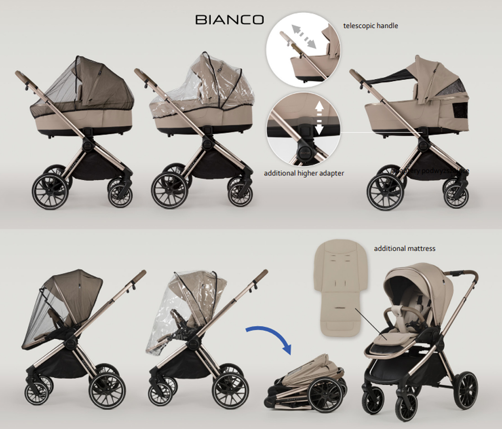 ADAMEX Kočík kombinovaný Bianco 9 Champagne Beige