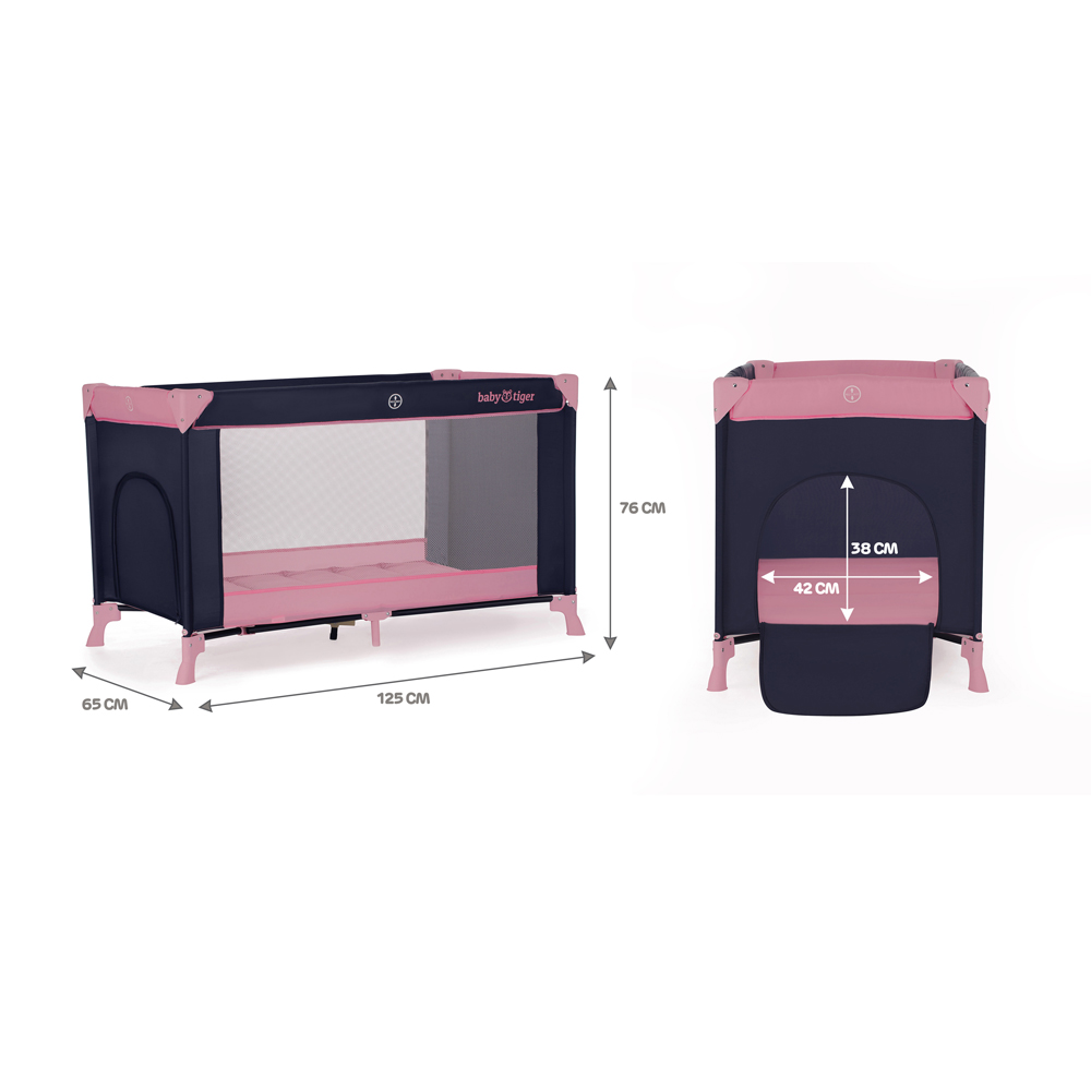 KINDERKRAFT Postieľka cestovná Baby Tiger VIKI Pink a Navy