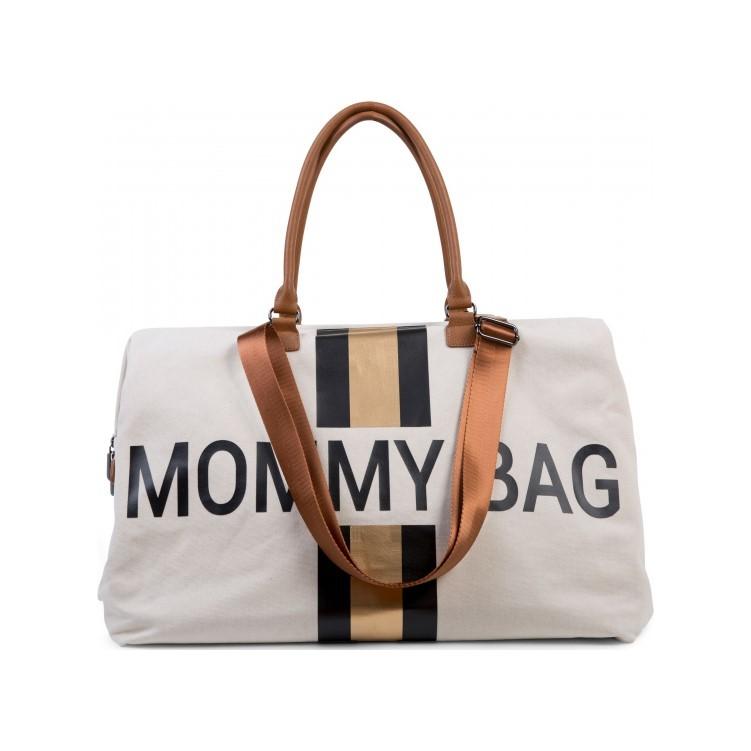 CHILDHOME Prebaľovacia taška Mommy Bag Big Off White / Black Gold