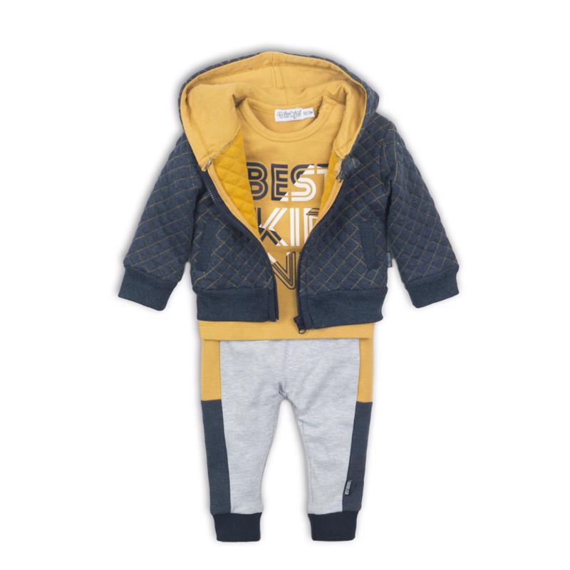 Set 3-dielny D-JUST BE COOL BEST KID EVER 74 Navy melee+grey melee+ochre