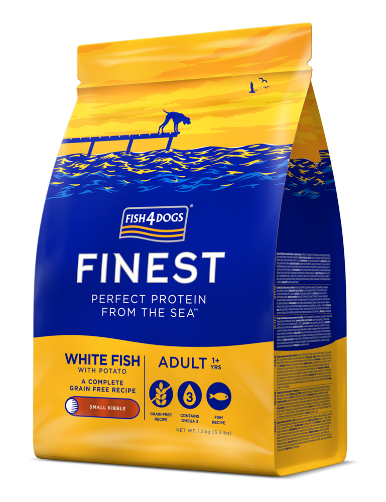 FISH4DOGS Granule malé pre dospelých psov Finest biela ryba so zemiakmi 1,5kg, 1+