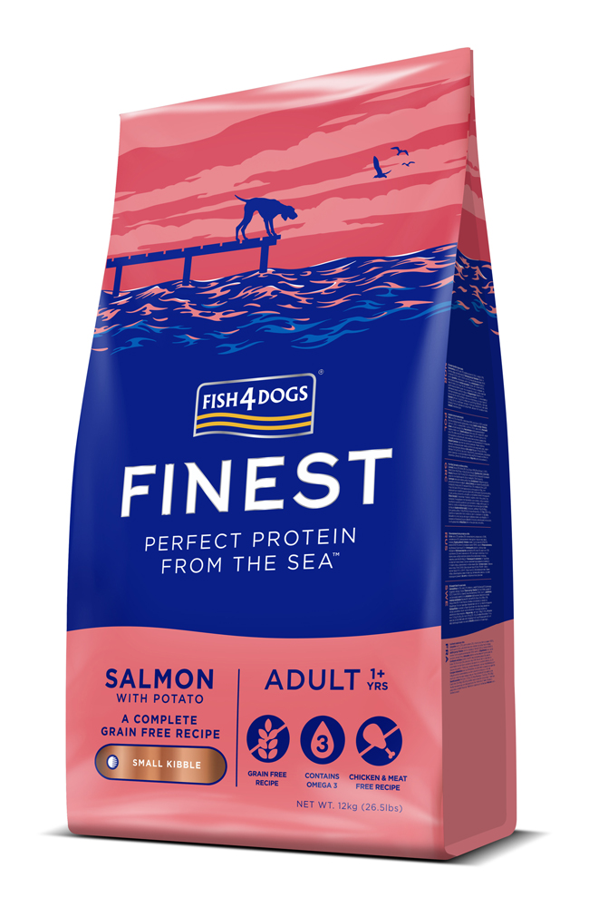 FISH4DOGS Granule malé pre dospelých psov Finest losos so zemiakmi 12kg, 1+