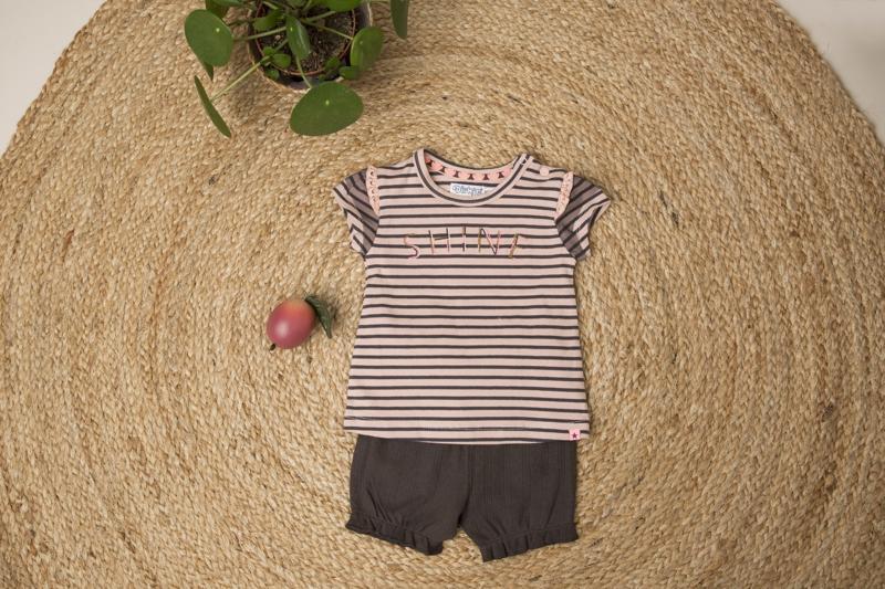 DIRKJE Set 2dielny kr. nohavice 68 Smokey Pink+Stripe+Smokey Grey
