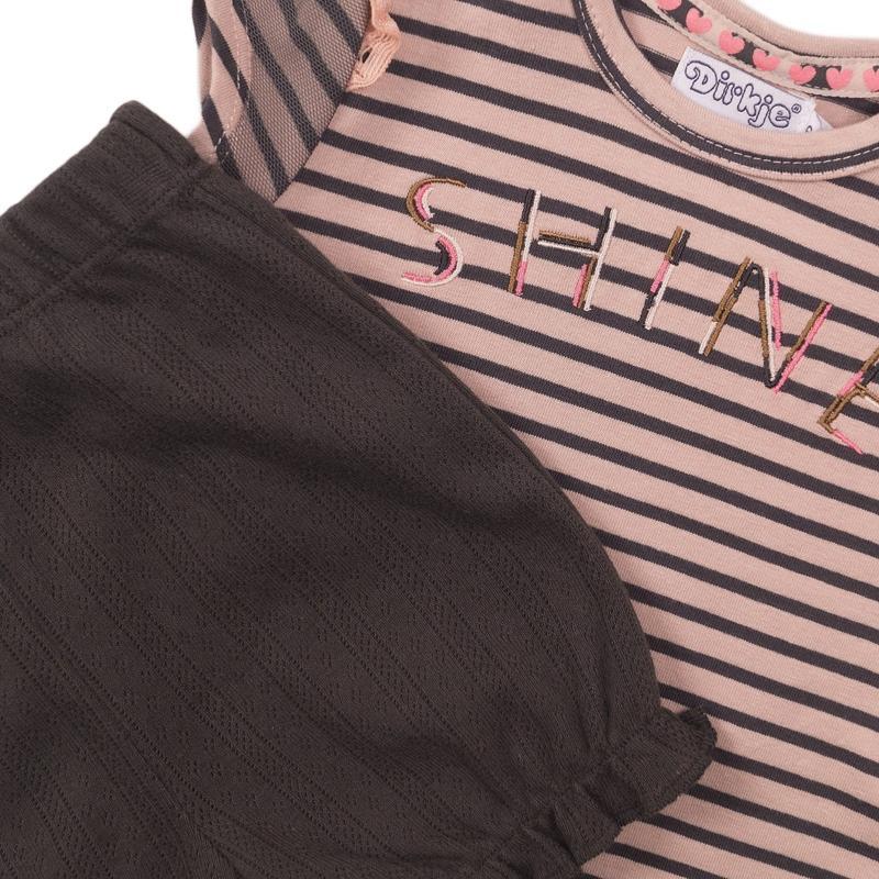DIRKJE Set 2dielny kr. nohavice 80 Smokey Pink+Stripe+Smokey Grey