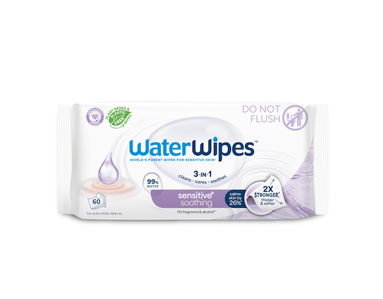 4x WATERWIPES Obrúsky vlhčené Soothing clean 3in1 60 ks (240 ks) + NATTOU Chobotnička Zdarma