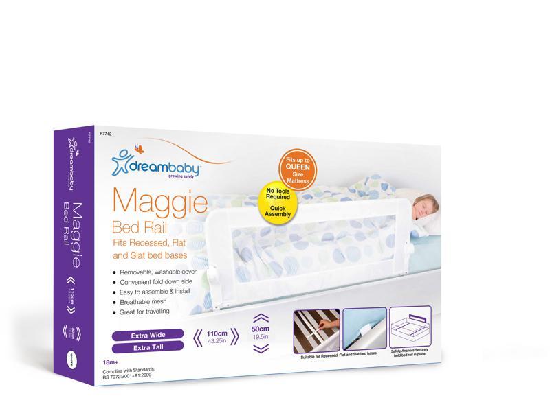 DREAMBABY Zábrana bezpečnostná Maggie na posteli Extra veľká 110x50 cm biela