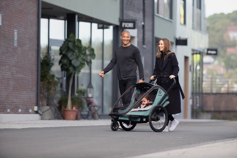 HAMAX Vozík vr. ramená + kočíkový set za bicykel Cocoon Grey/black