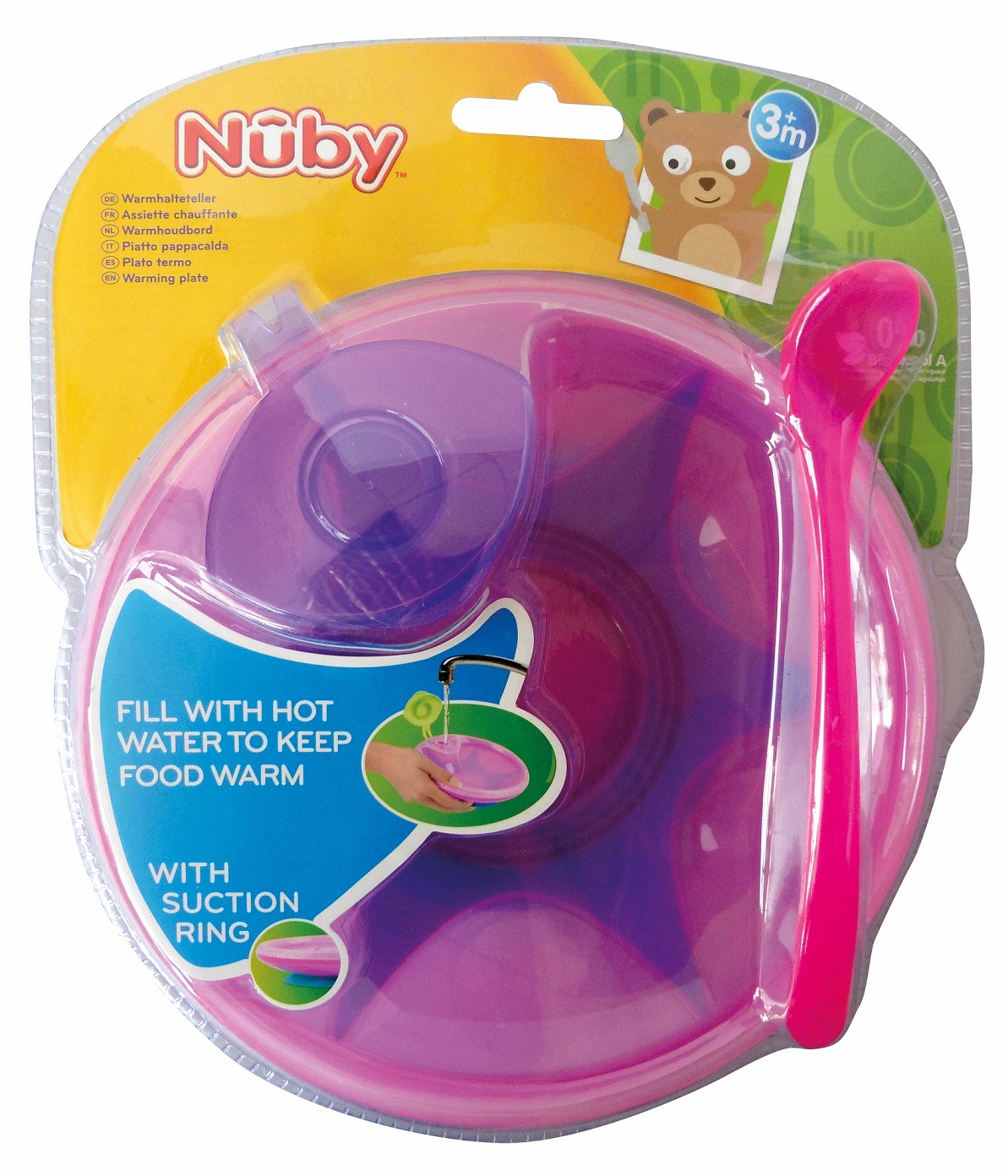 NUBY Miska udržujúca teplo s lyžičkou 3 m+ ružová
