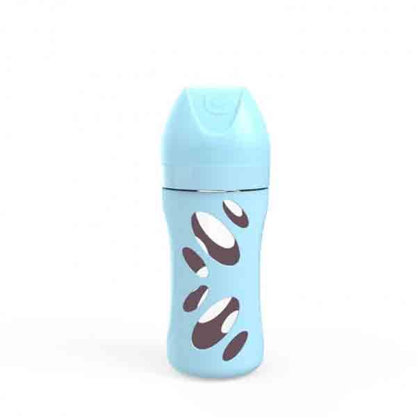 TWISTSHAKE Fľaša dojčenská Anti-Colic sklenená 260 ml (cumlík M) pastelovo modrá