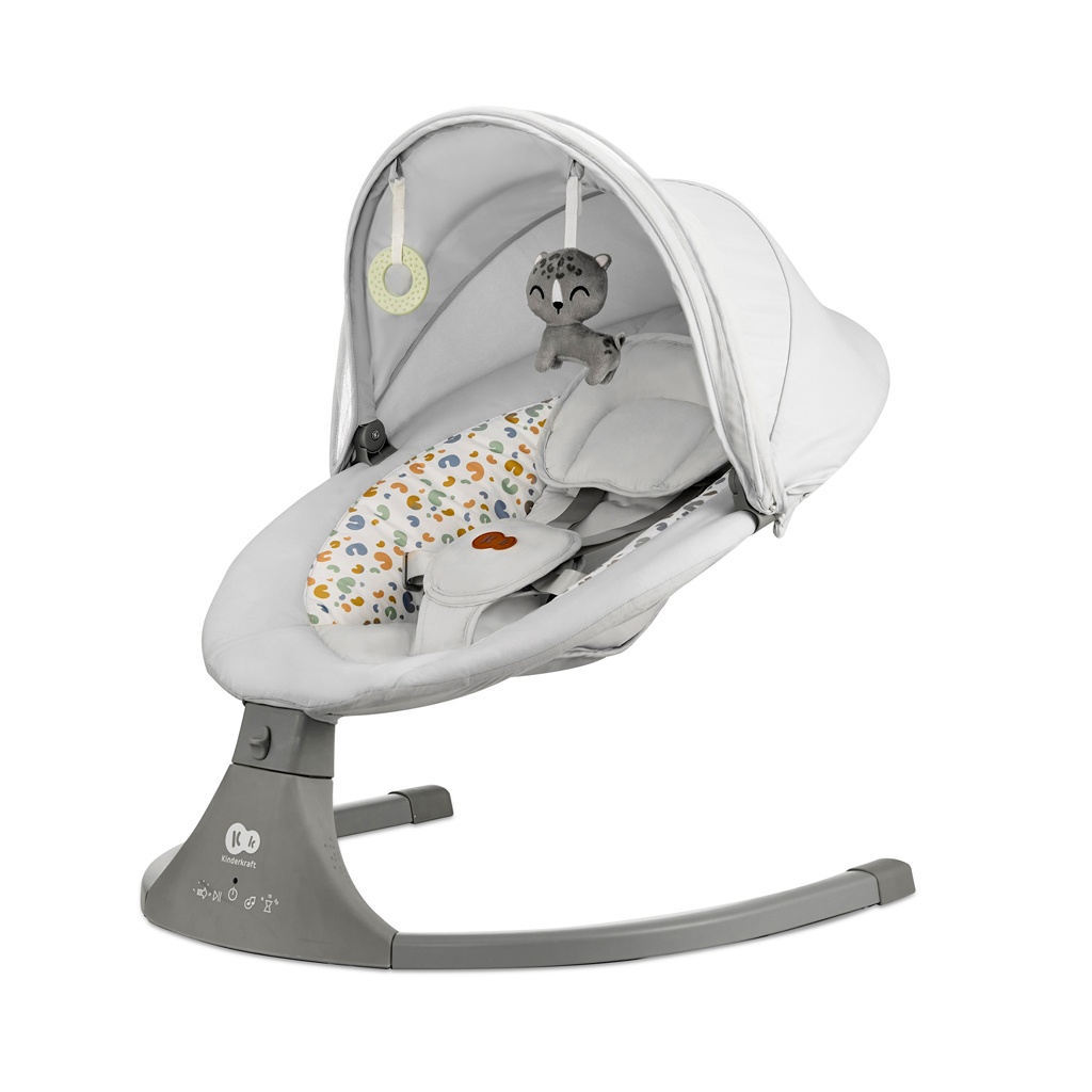 KINDERKRAFT Lehátko pohupujúce s melódiou 2v1 Lumi, do 9 kg, Premium Light Grey