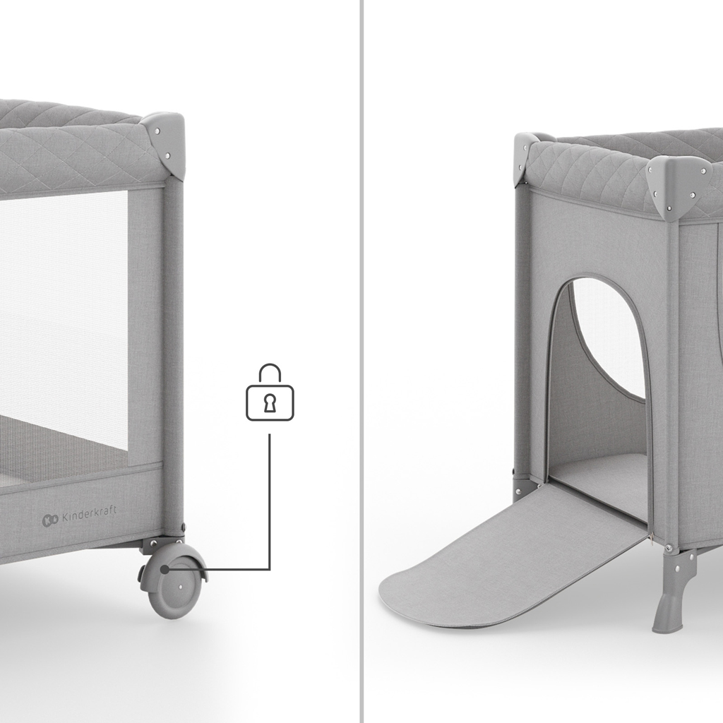KINDERKRAFT Postieľka cestovná Leody Up Grey