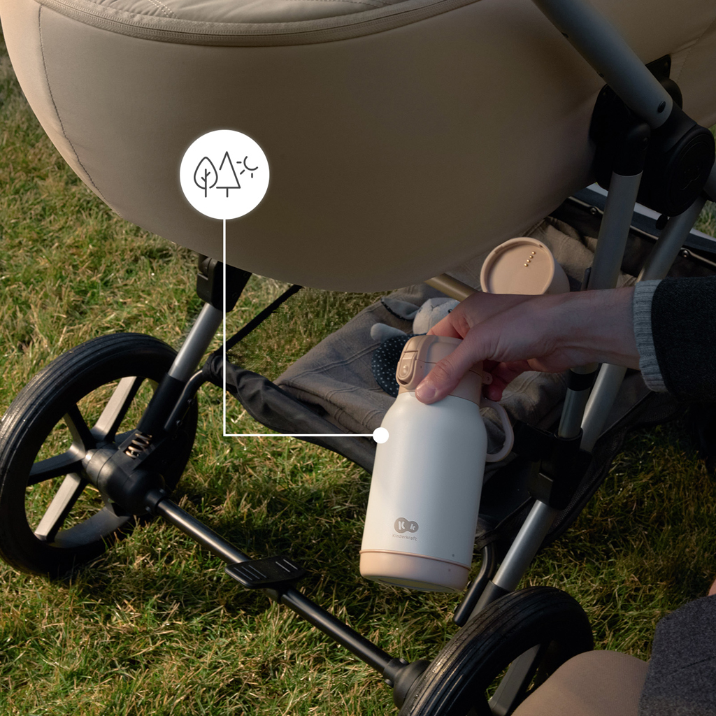 KINDERKRAFT Cestovní ohřívač mléka a termoska 2v1 Gaja Beige