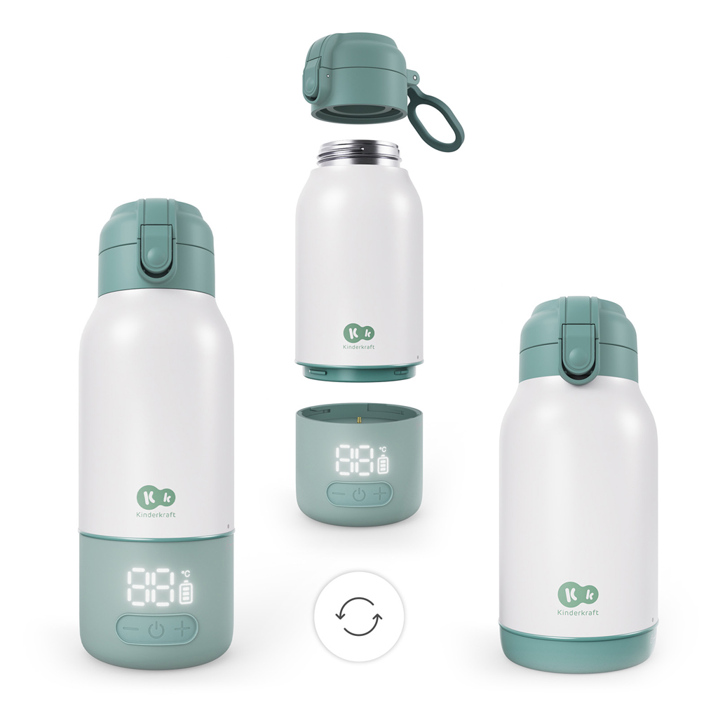 KINDERKRAFT Cestovní ohřívač mléka a termoska 2v1 Gaja Green
