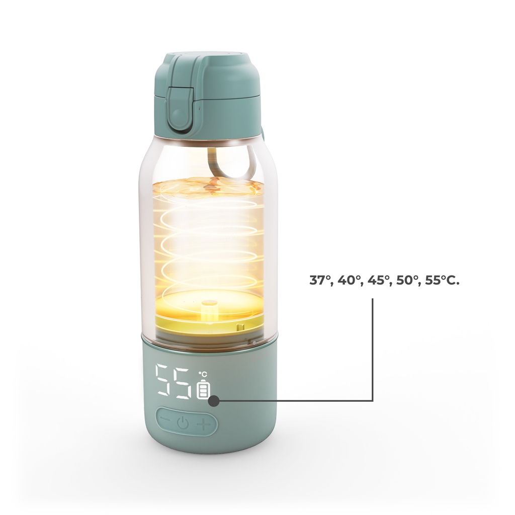 KINDERKRAFT Cestovní ohřívač mléka a termoska 2v1 Gaja Green