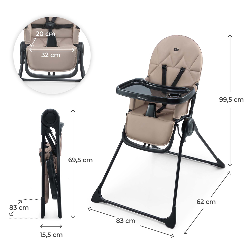 KINDERKRAFT Stolička jedálenská Binci Beige