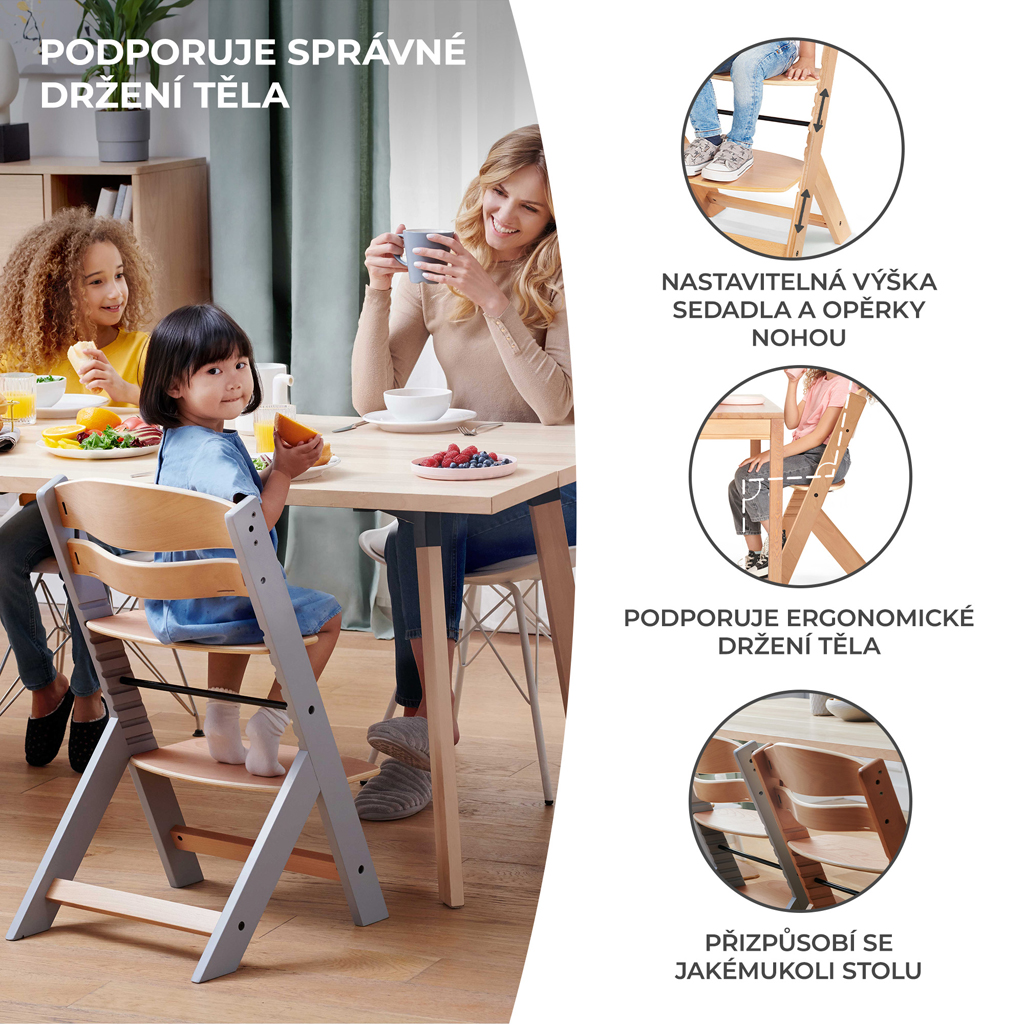 KINDERKRAFT SELECT Stolička jedálenská Enock Black, Premium
