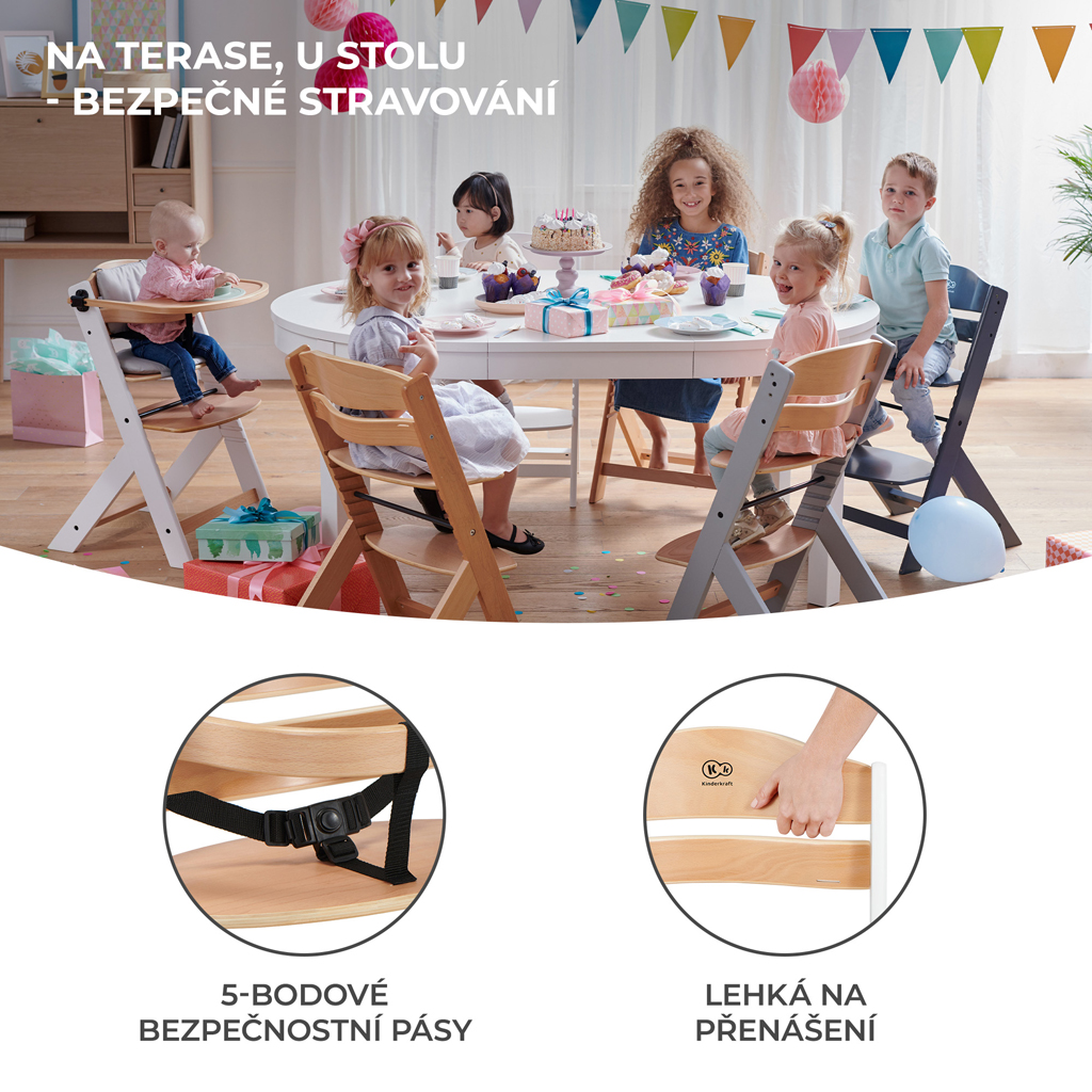 KINDERKRAFT SELECT Stolička jedálenská Enock Black, Premium