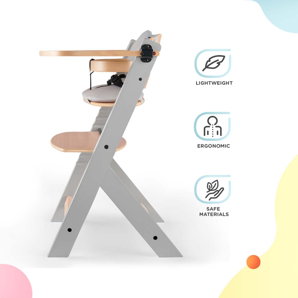 KINDERKRAFT SELECT Stolička jedálenská Enock s polstrovaním Grey wooden, Premium