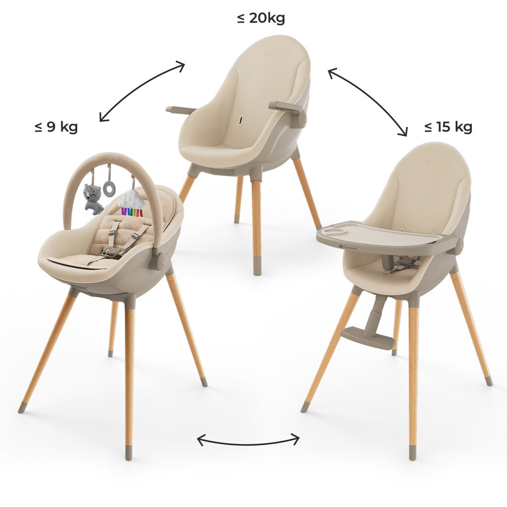 KINDERKRAFT Jedálenská stolička a lehátko Fini Up 2v1 Beige