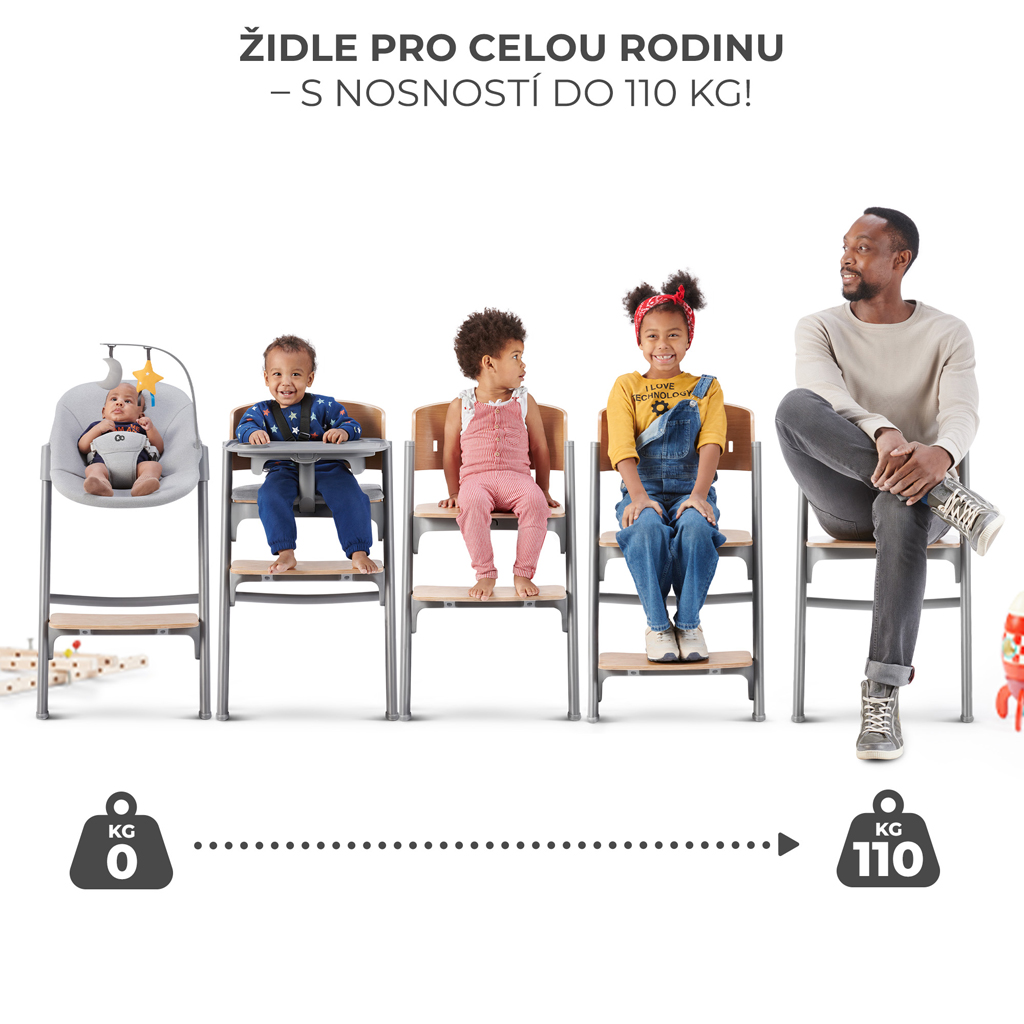 KINDERKRAFT SELECT Set jedálenská stolička Livy Happy shapes + lehátko Calmee, Premium