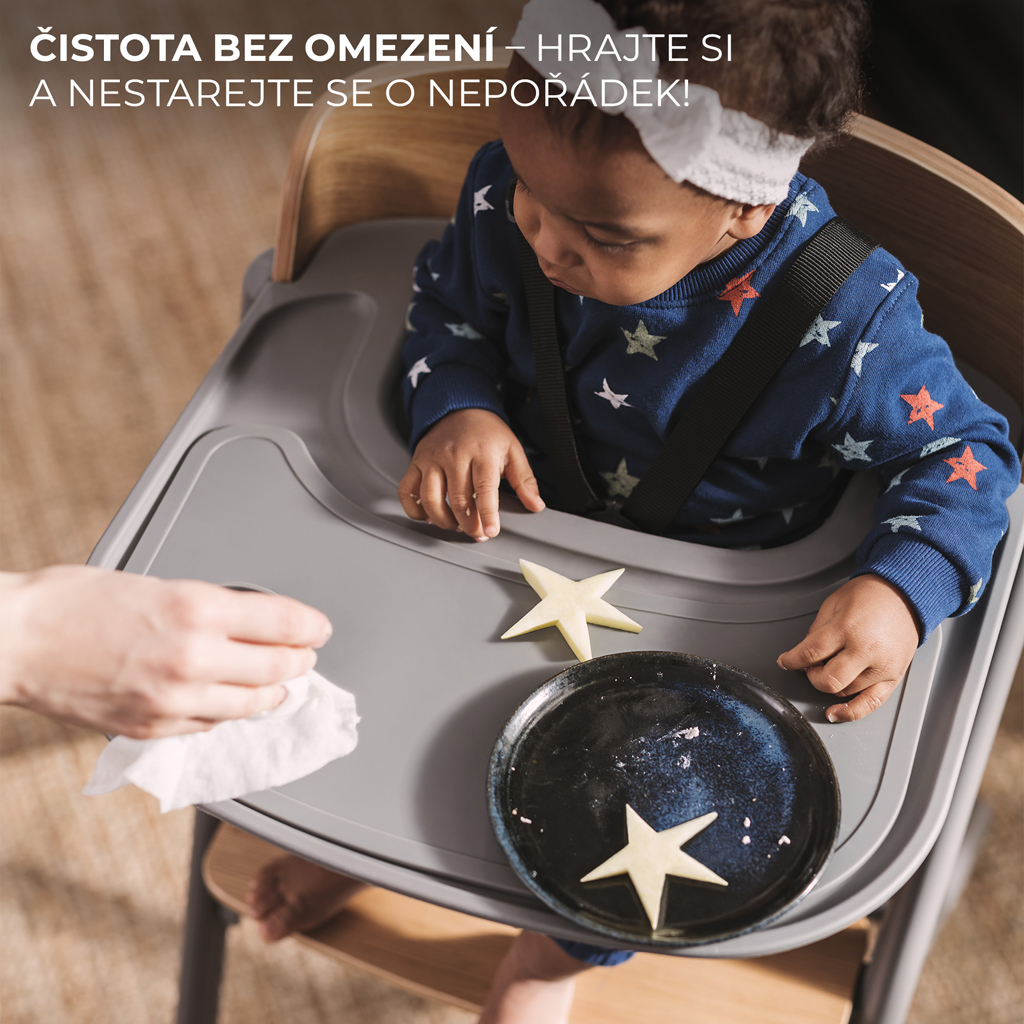 KINDERKRAFT SELECT Set jedálenská stolička Livy Happy shapes + lehátko Calmee, Premium