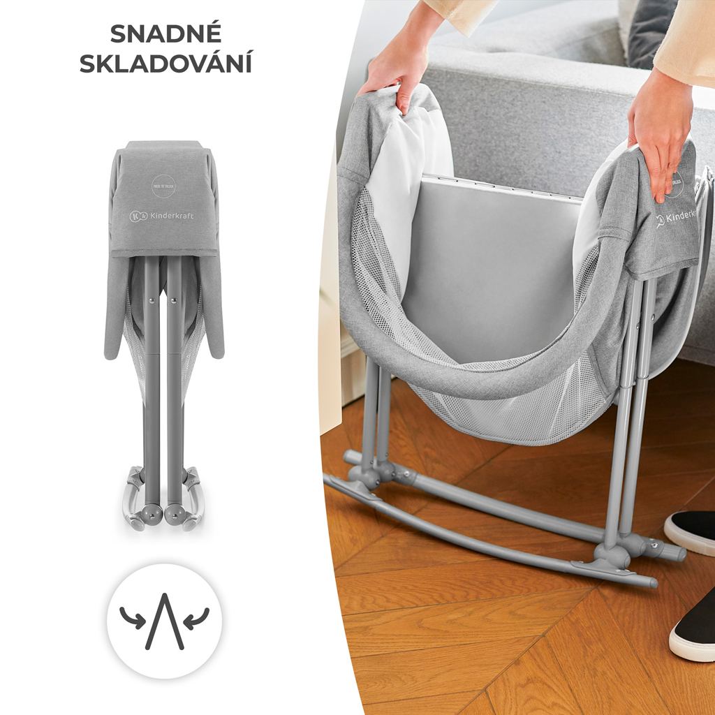 KINDERKRAFT Postýlka dětská 3v1 Lovi Gray