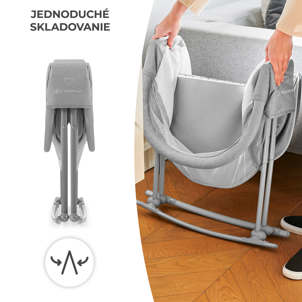 KINDERKRAFT Postýlka dětská 3v1 Lovi Gray