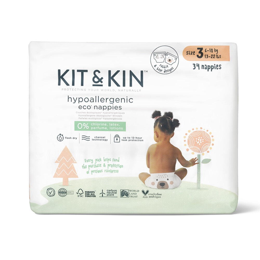 KIT & KIN Plienky jednorazové eko 3 (6-10 kg) 34 ks