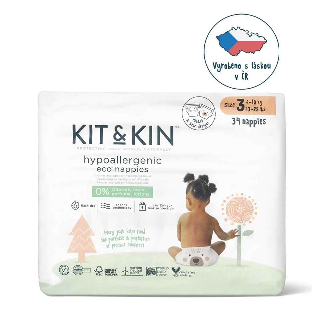 KIT & KIN Plienky jednorazové eko 3 (6-10 kg) 34 ks