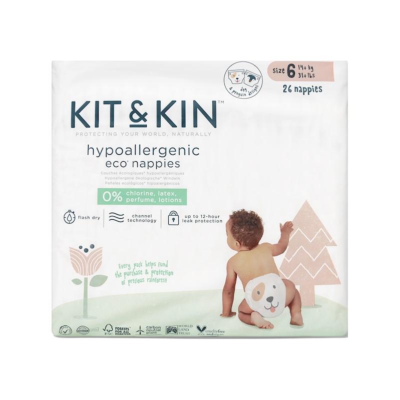 KIT & KIN Plienky jednorazové eko 6 (14 kg+) 26 ks