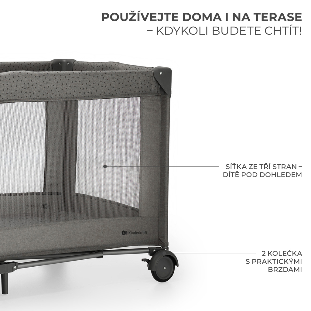 KINDERKRAFT Postieľka cestovná Joy 2 Dark grey