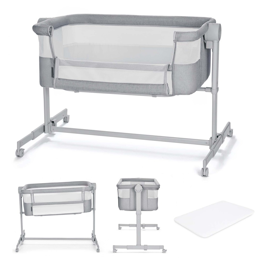 KINDERKRAFT Postieľka detská polohovateľná Nestee Up2 Full Light Grey