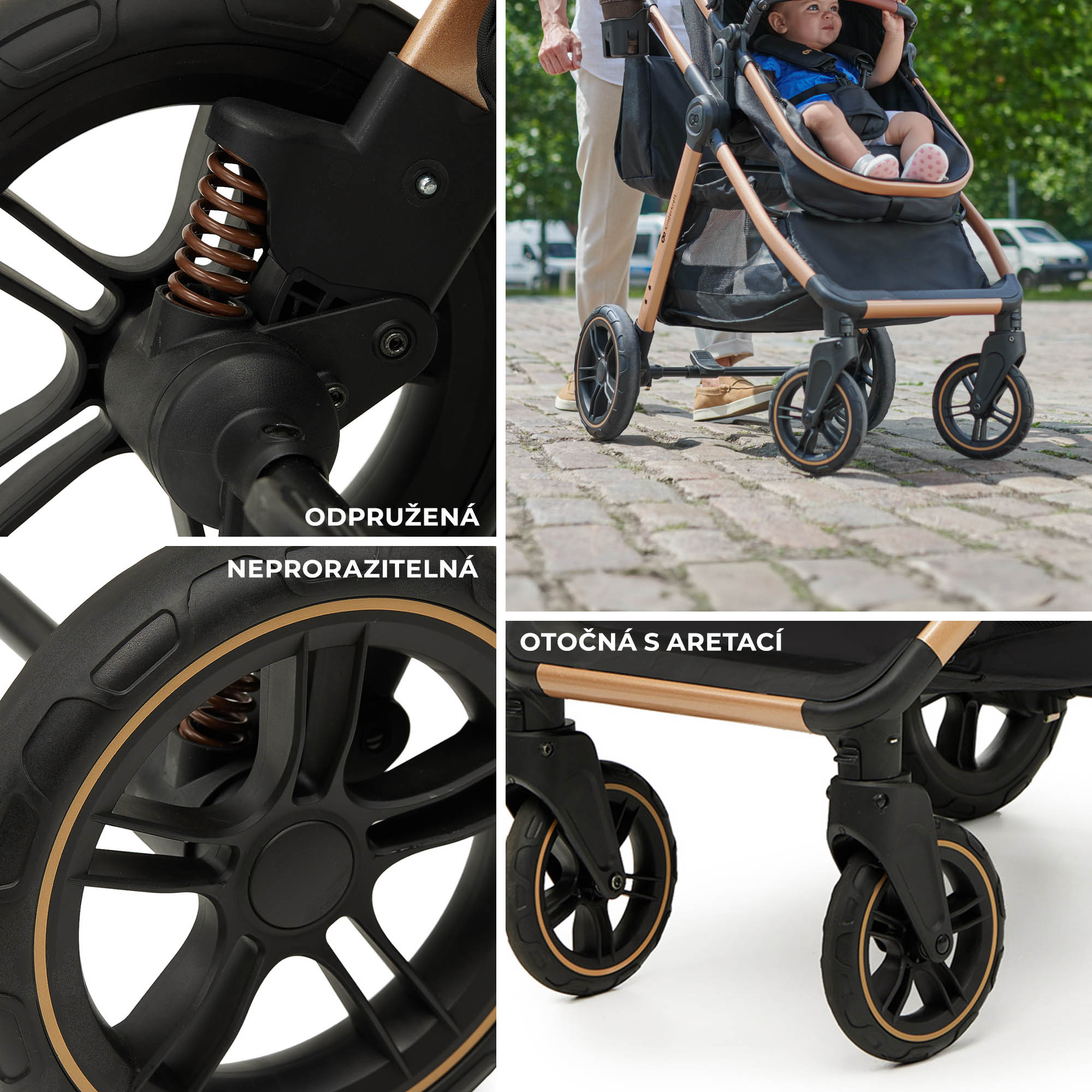 KINDERKRAFT Kočárek kombinovaný 3v1 Esme Pro Pure Black