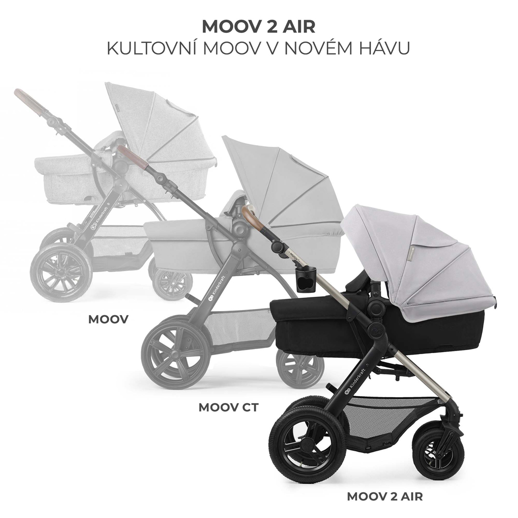 Modern design és elegáns váz a Kinderkraft MOOV 2 AIR 3 az 1-ben babakocsiban