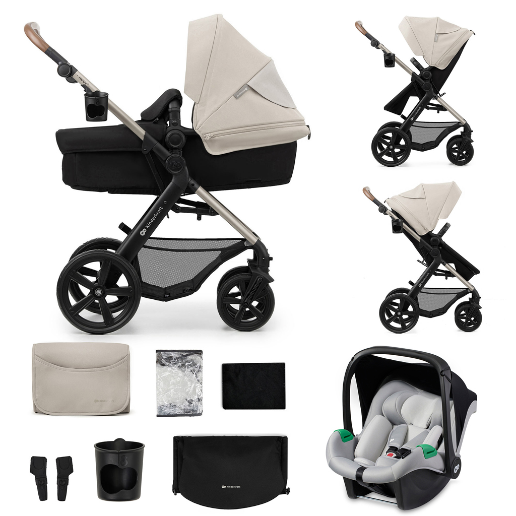 KINDERKRAFT Kočík kombinovaný Moov 2 3v1 Moonlight Grey - penové kolesá