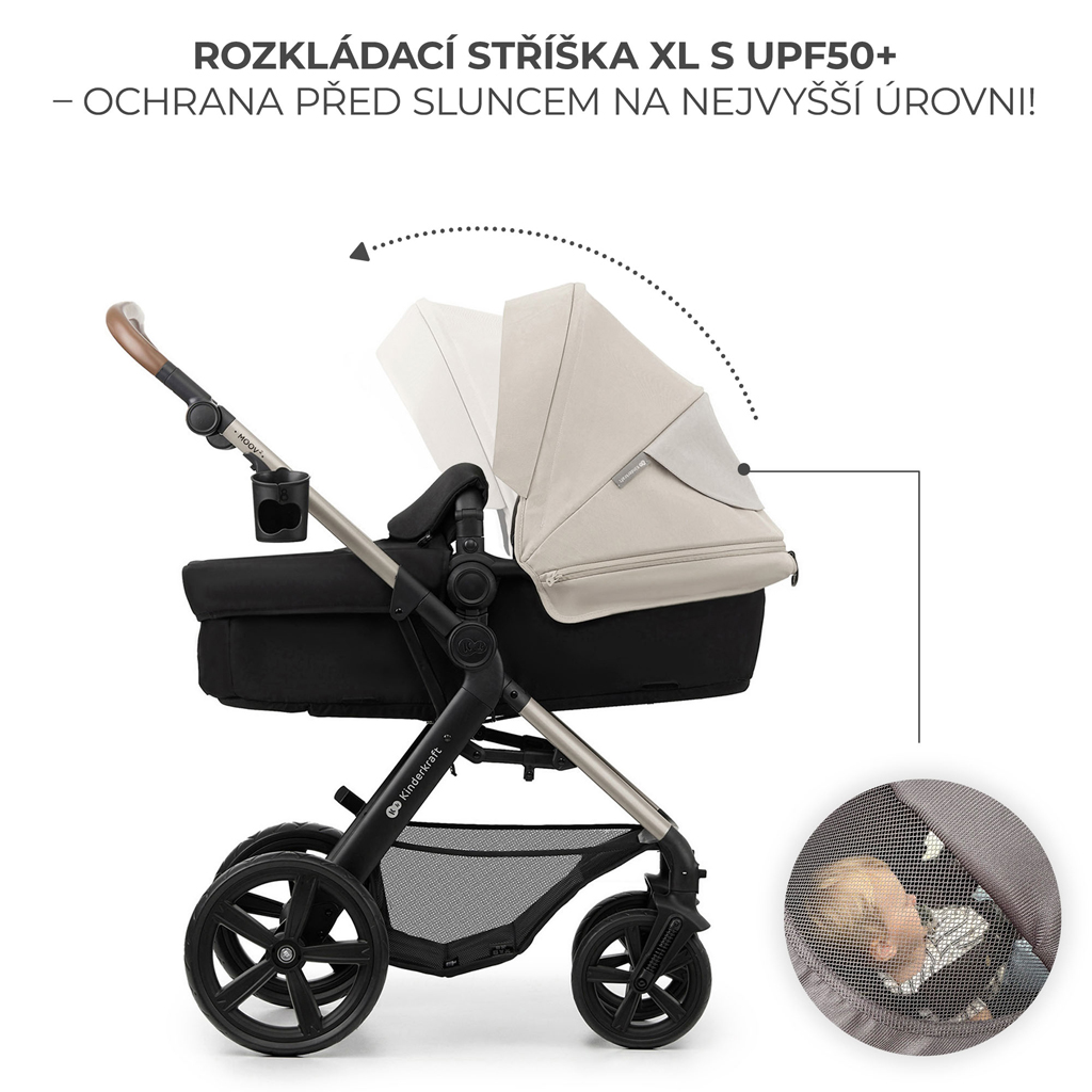 KINDERKRAFT Kočík kombinovaný Moov 2 3v1 Moonlight Grey - penové kolesá