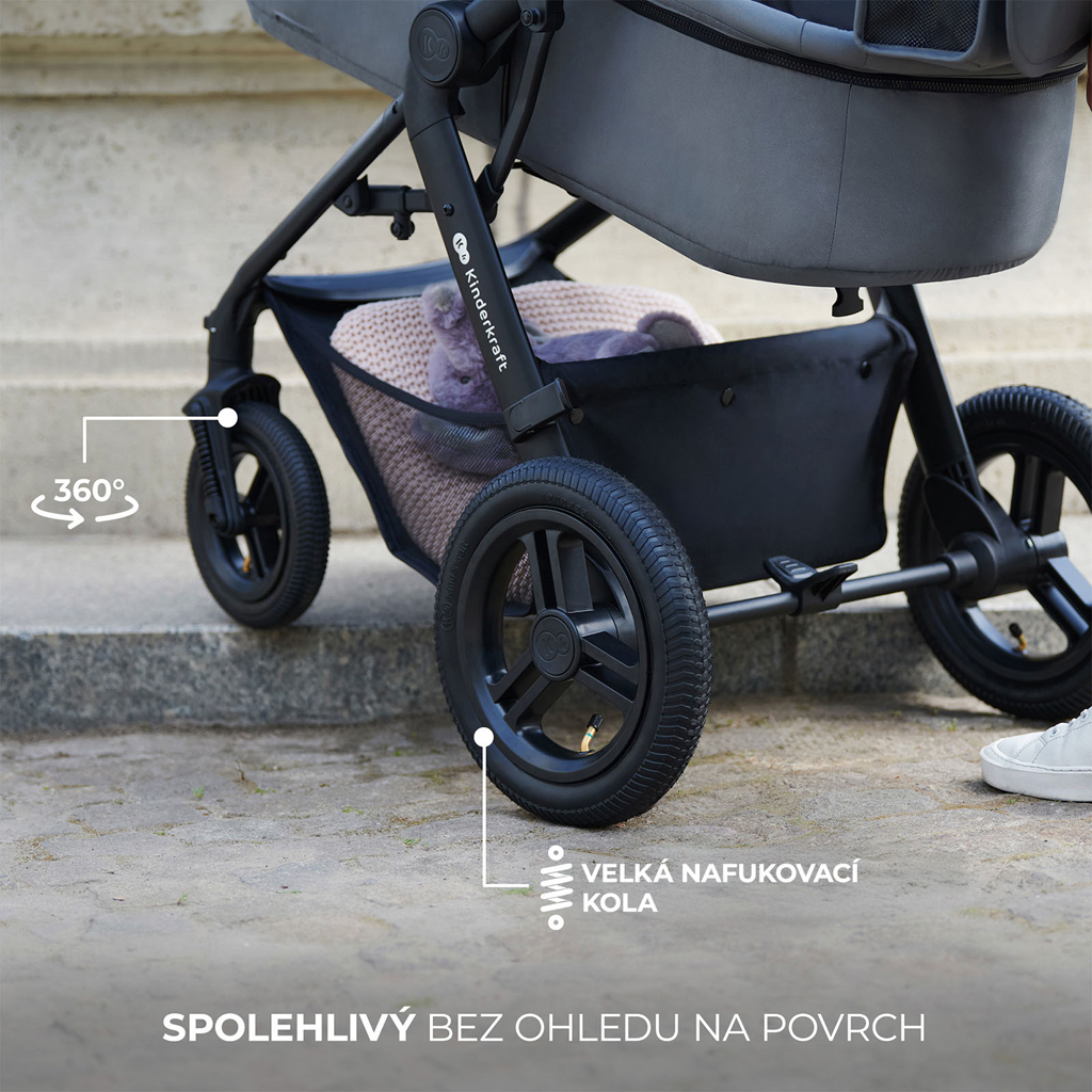 KINDERKRAFT Kočík kombinovaný 3v1 Moov 2 XL Air Black