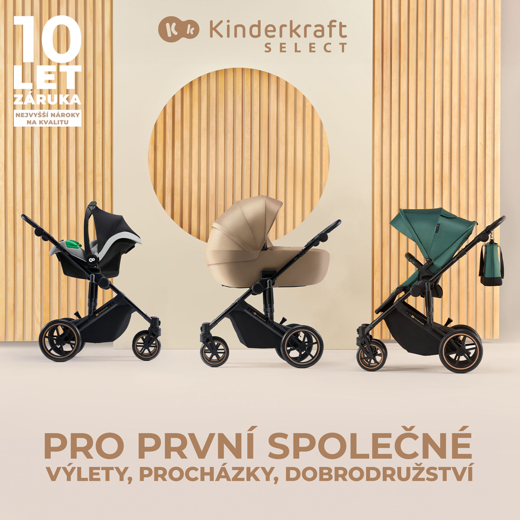 KINDERKRAFT SELECT Kočík kombinovaný 3v1 Prime 2 Sandrose Beige, Premium