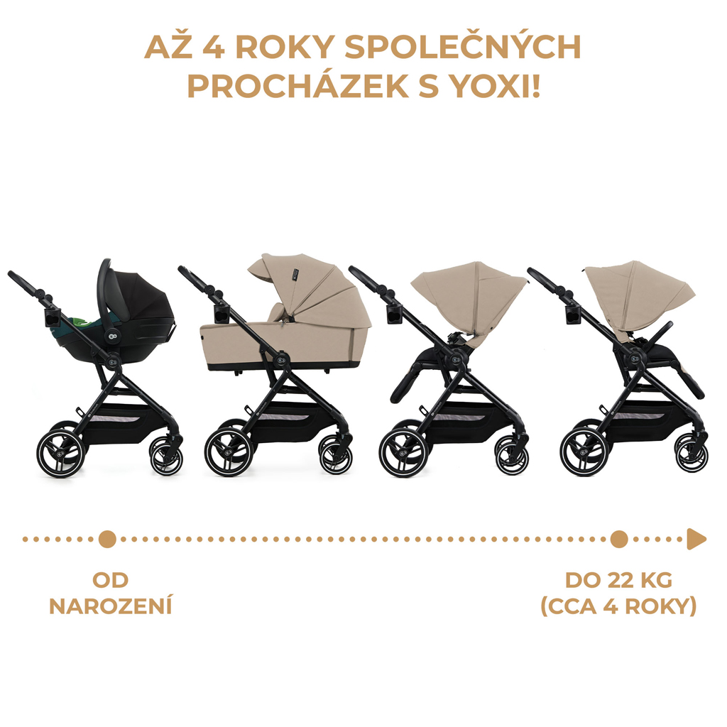 KINDERKRAFT SELECT Kočík kombinovaný Yoxi 3v1 Sand Beige