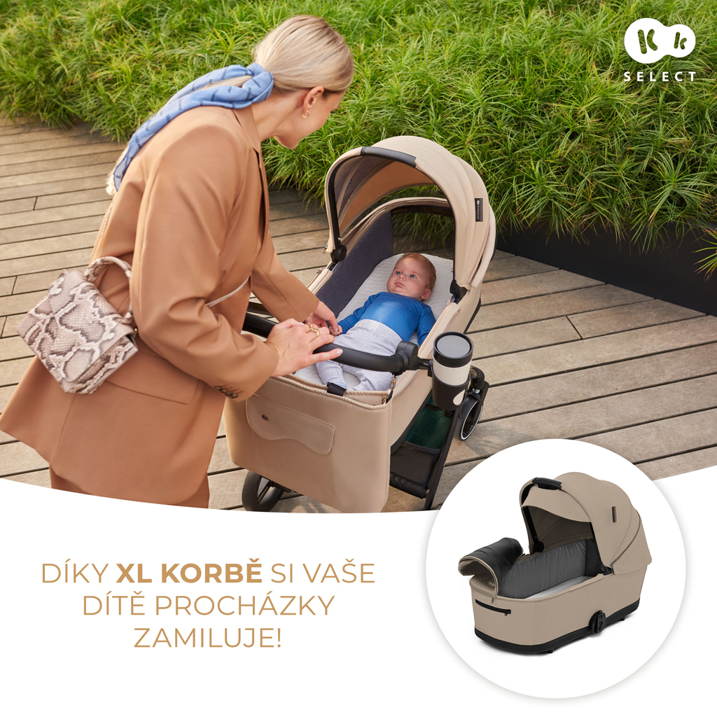 KINDERKRAFT SELECT Kočík kombinovaný Yoxi 3v1 Sand Beige