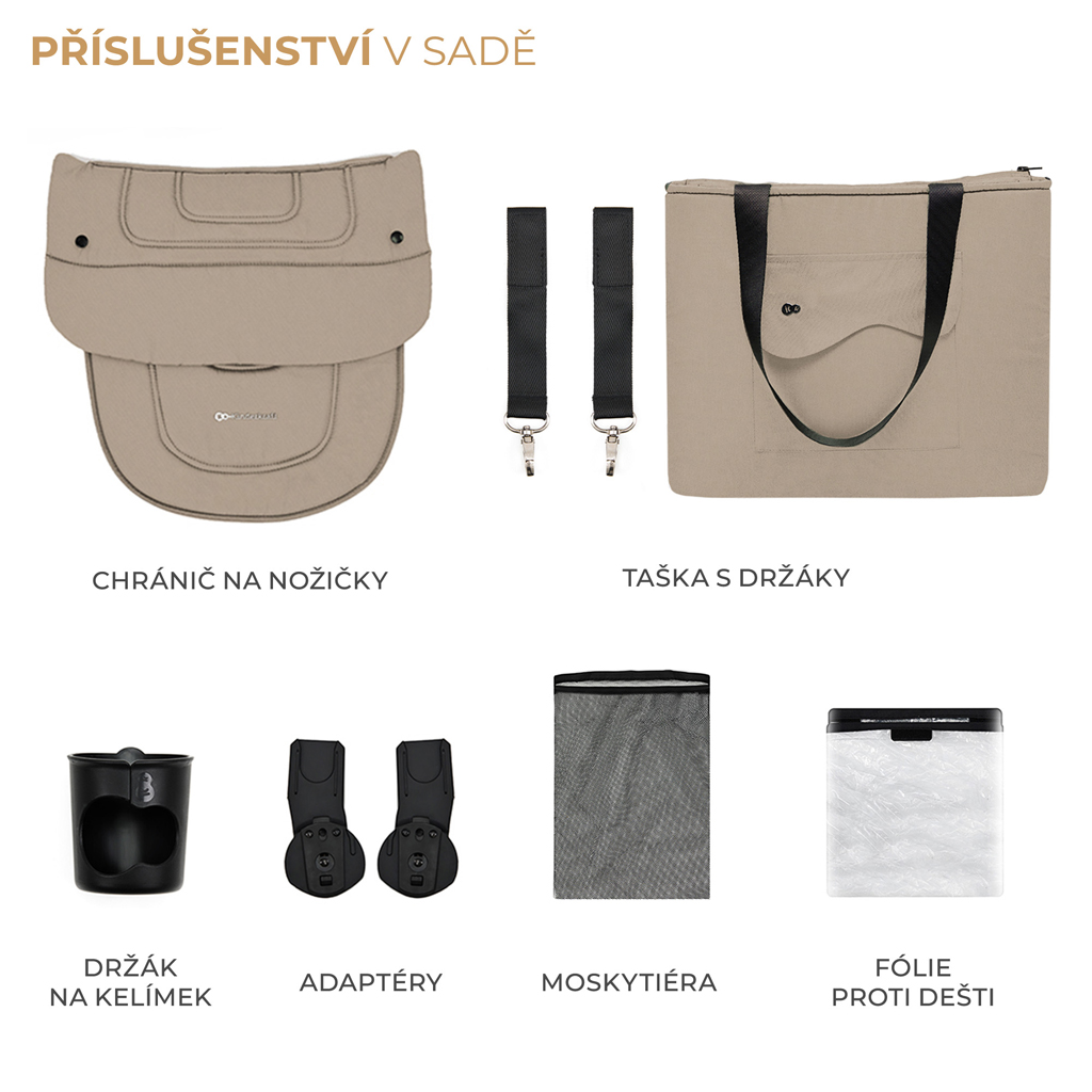 KINDERKRAFT SELECT Kočík kombinovaný Yoxi 3v1 Sand Beige