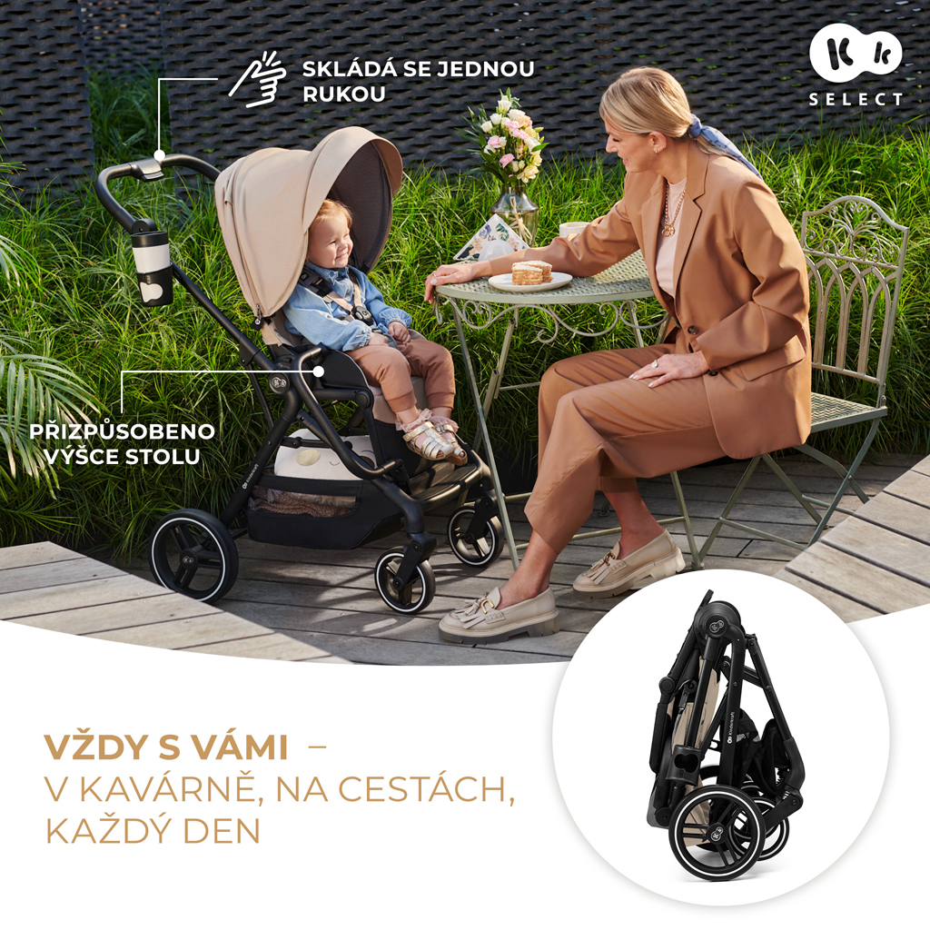 KINDERKRAFT SELECT Kočík kombinovaný Yoxi 3v1 Sand Beige