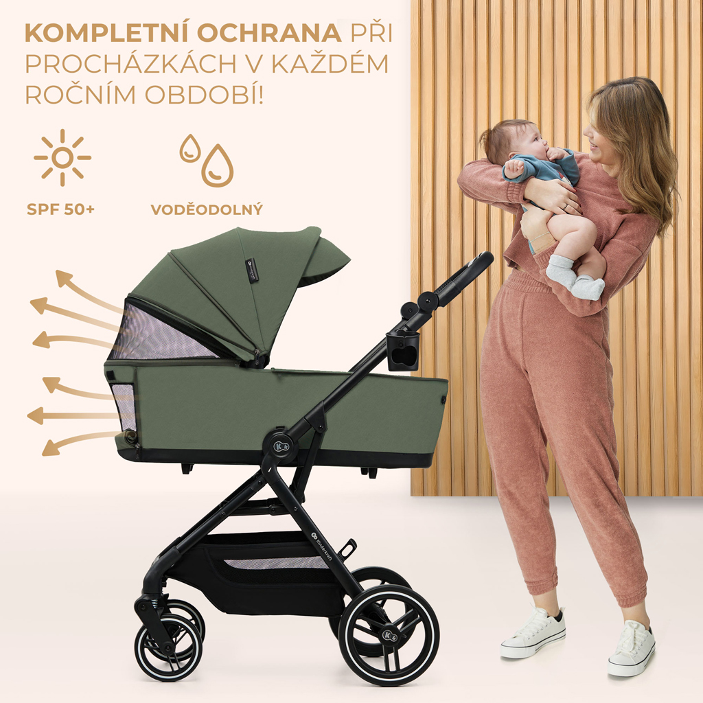 KINDERKRAFT SELECT Kočík kombinovaný Yoxi 3v1 Mystic Green