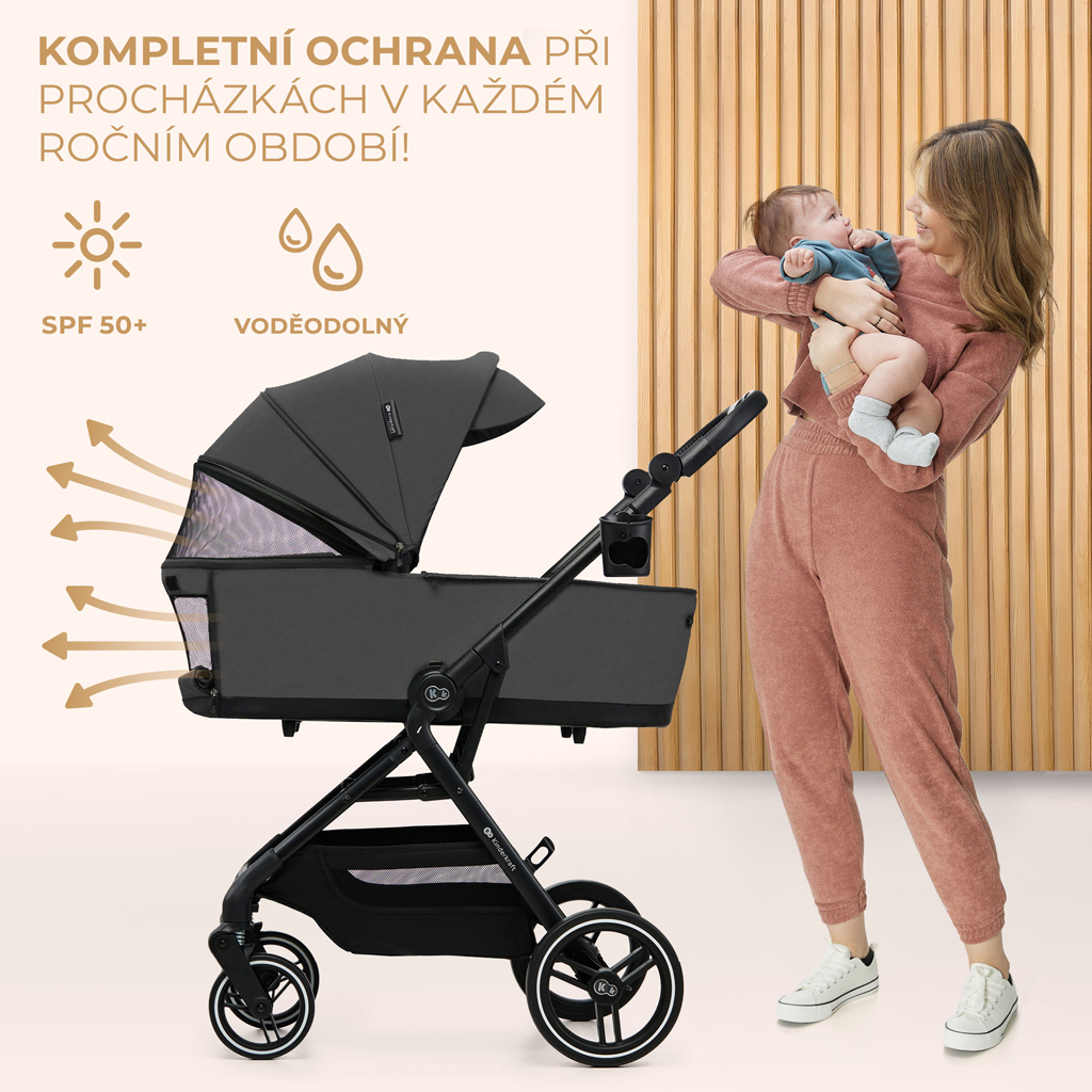 KINDERKRAFT SELECT Kočík kombinovaný Yoxi 3v1 Moonlight Grey