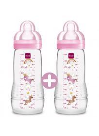 MAM ľahev Baby Bottle Fairy Tale 2 x 330 ml double box, 4+ m ružová