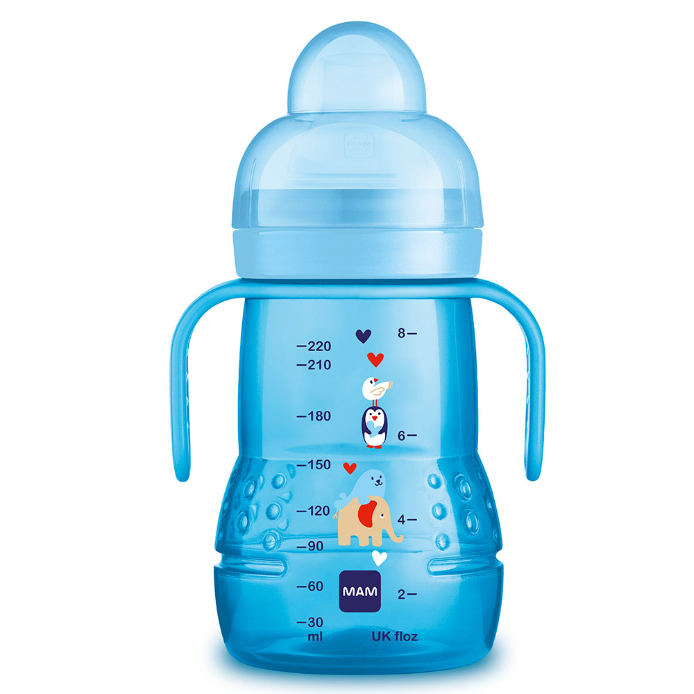 MAM Hrnček Trainer+, 220 ml 4m+, modrý