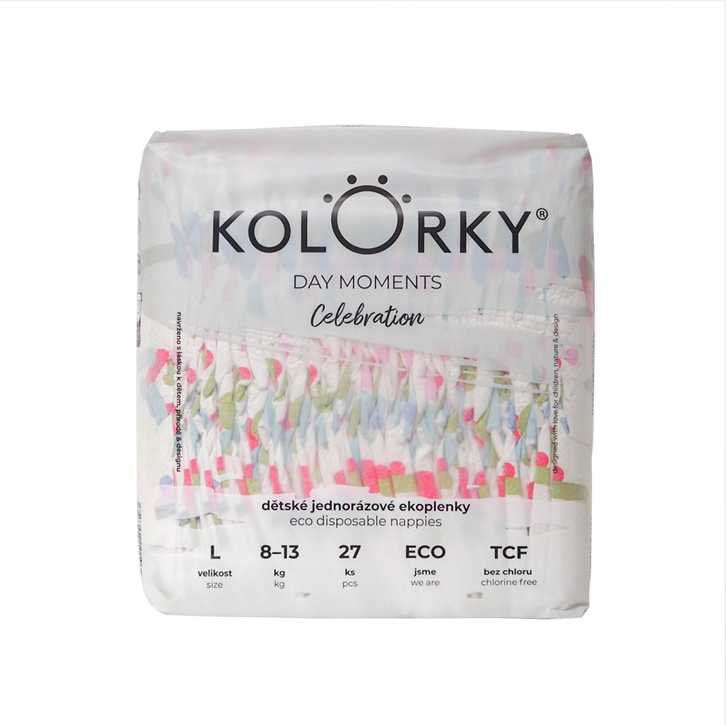 KOLORKY Ekoplenky jednorázové Day moments, Celebration, L (8-13 kg), 27 ks